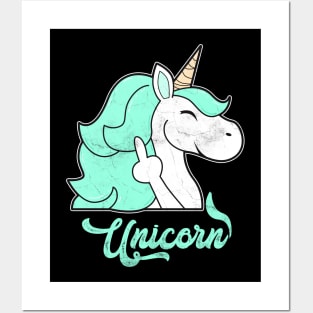 Cute Unicorn Middle Finger Posters and Art